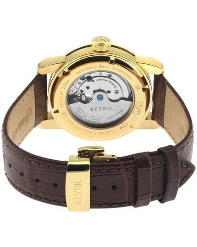 Gevril Madison Ip Swiss Automatic Silver Dial Brown Italian Leather Limited Edition Watch - Metallic