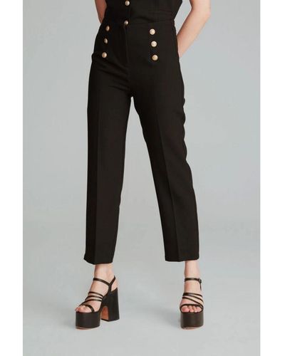 GUSTO High Waist Trousers With Buttons - Black