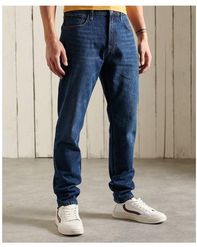 Superdry Jeans Met Taps Toelopende Pijpen - Blauw