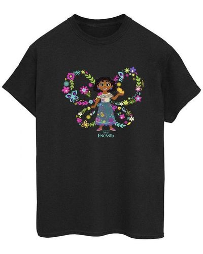 Disney Ladies Encanto Mirabel Butterfly Cotton Boyfriend T-Shirt () - Black