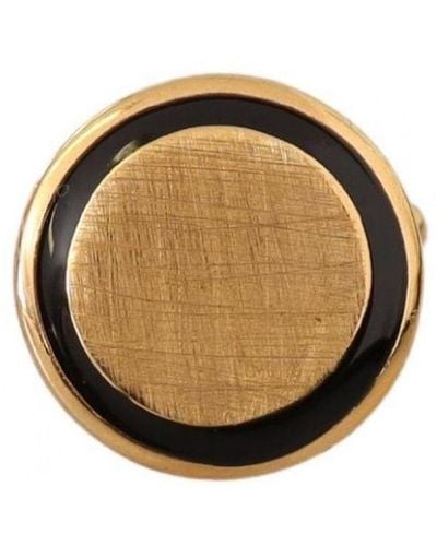 Dolce & Gabbana Gold Plated Brass Round Pin Cufflinks - Metallic