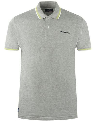 Aquascutum Twin Tipped Collar Brand Logo Grey Polo Shirt - Grijs