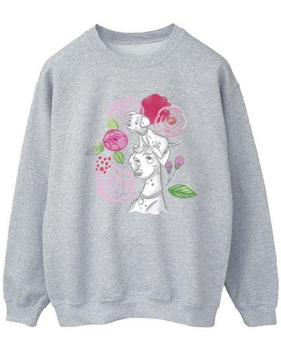Disney Ladies 101 Dalmatians Flowers Sweatshirt (Sports) - Grey