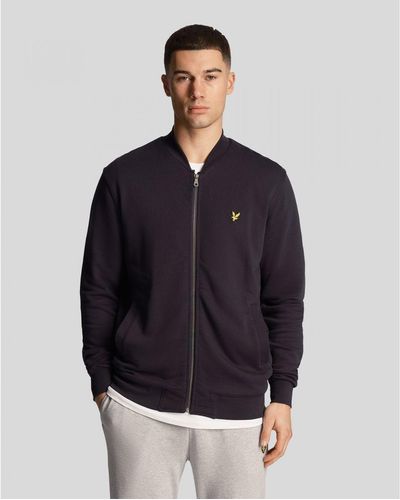 Lyle & Scott Loopback Jersey Bomber Jacket - Blue