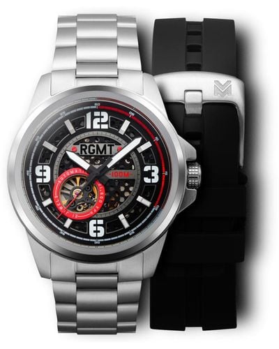 RGMT Artillery Automatic Skeleton 43Mm Watch With Stainless Steel Bracelet Stainless Steel (Archived) - Black