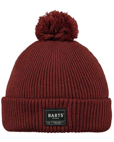 Barts Arkade Turnup Durable Pom Pom Beanie Hat - Red