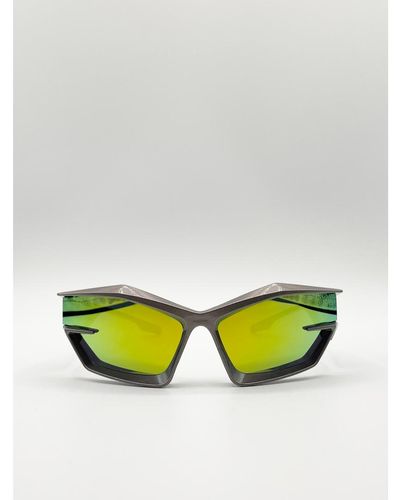 SVNX Racer Style Plastic Frame Sunglasses - Yellow