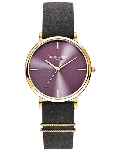 Victoria Hyde London Watch Seven Sisters Simple Leather - Purple