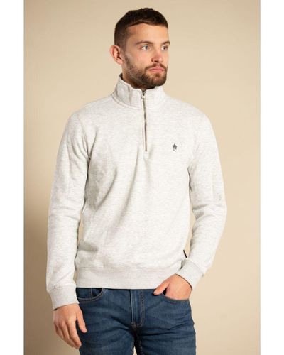 French Connection Cotton Blend 1/2 Zip Jumper - Natural