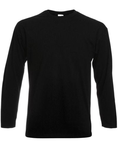 Fruit Of The Loom Valueweight Crew Neck Long Sleeve T-Shirt - Black