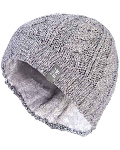 Heat Holders Womenss Thermal Fleece Lined Cable Knit Winter Hat - Grey