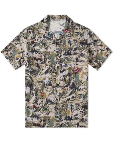 Lanvin Kakigroen Overhemd Met Alpenprint - Grijs