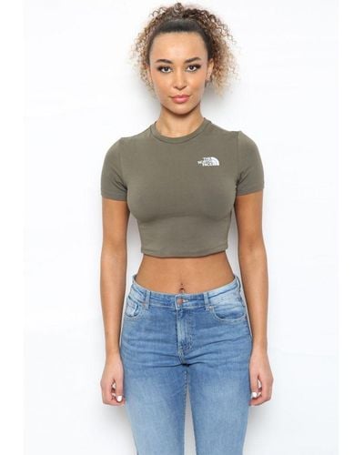 The North Face Cropped T-shirt Voor In Taupegroen