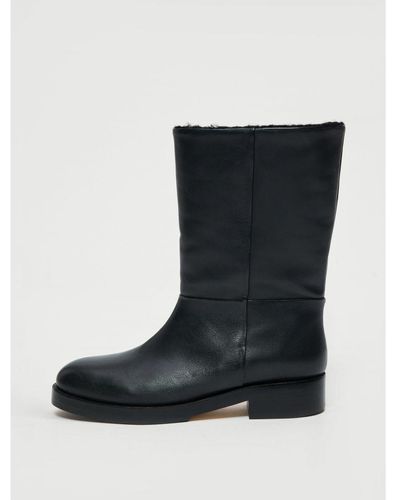 Jigsaw Marching Shearling Boot Leather - Black
