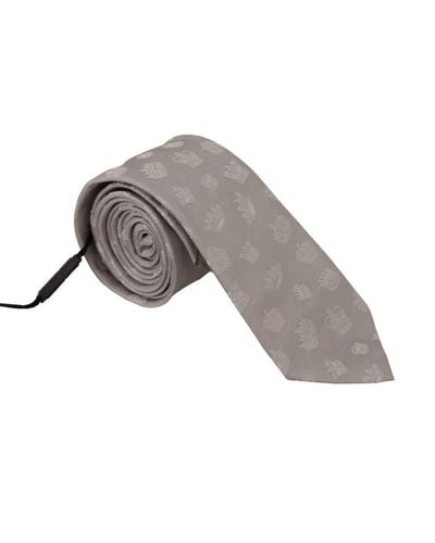 Dolce & Gabbana Fantasy Print Silk Adjustable Neck Tie - Grey