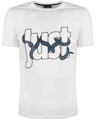 Just Cavalli Snake Wrapped Logo T-Shirt Cotton - White