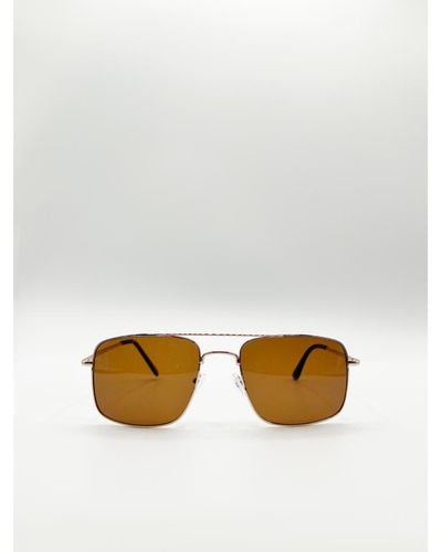 SVNX Aviator Style Square Frame Sunglasses - White