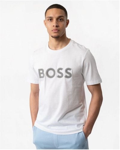 BOSS Boss Tee 1 Cotton Jersey Regular Fit T-Shirt With Mesh Logo - White