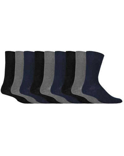 Gentle Grip 9 Paar Sokken Zonder Elastiek Katoenen Sokken | | Zachte Losse Sokken | Diabetische Vriendelijke Sokken - Blauw