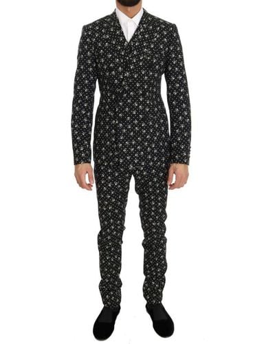 Dolce & Gabbana Mannen Zwart Doodskop Print Slim Fit 3 Stuk Suit