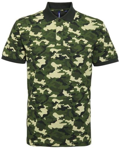 Asquith & Fox Short Sleeve Camo Print Polo Shirt (Camo) - Green