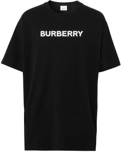 Burberry Harriston -aanvullen T -shirt Met Logo -print - Zwart