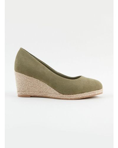 Evans Extra Wide Fit Green Wedge Court Shoes