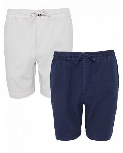 Threadbare 2 Pack 'Frankland' Cotton Lyocell Jogger Style Shorts - Blue