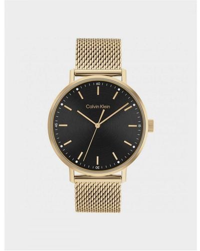 Calvin Klein Accessories Modern Watch In Black Gold - Wit