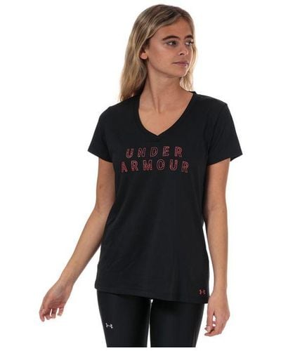 Under Armour S Ua Tech V-neck Graphic T-shirt - Black