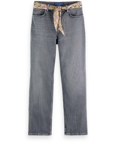 Scotch & Soda High Waist Straight Fit Jeans Silver Heart - Grijs