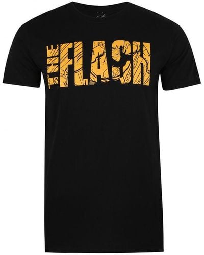 Dc Comics D.C. Comic Flash Text T-Shirt Cotton - Black