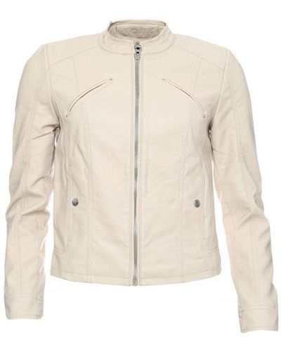 Vero Moda S Favodona Faux Leather Jacket - Natural