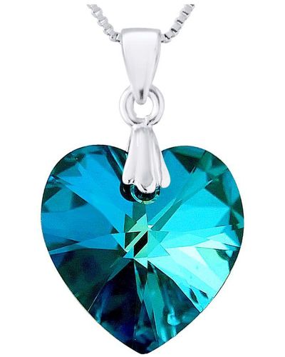 Lova - Lola Van Der Keen Blue Crystal Heart Hanger 925 Wordt Geleverd Met Een Keten Aangeboden - Blauw