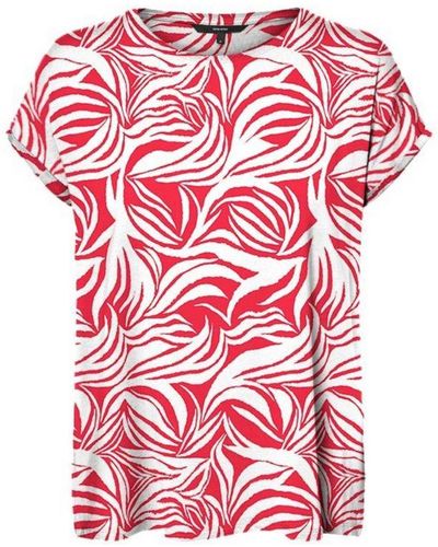 Vero Moda T-shirt Vmava Met All Over Print Roze/wit - Rood