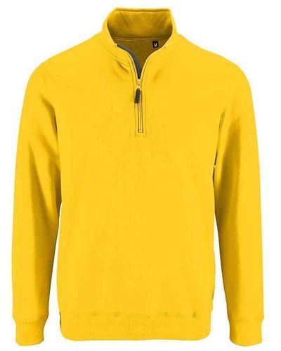 Sol's Stan Contrast Zip Neck Sweatshirt () - Yellow