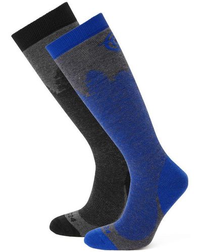 TOG24 Aprica 2 Pack Ski Sock Black/royal Blue Wool