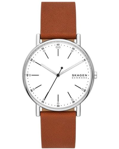 Skagen Signatur Brown Watch Skw6903 Leather - White