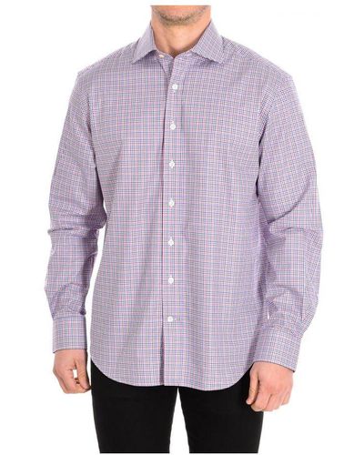 Café Coton Long Sleeve Lapel Collar Button Closure Shirt Coq6 - Purple