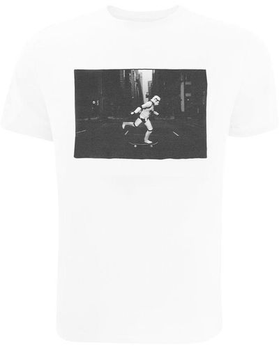 Star Wars Stormtrooper Skateboard Cotton T-shirt - White