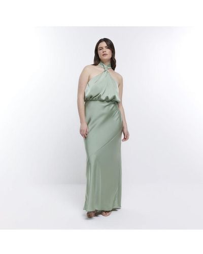 River Island Halter Maxi Dress Bridesmaid - Green