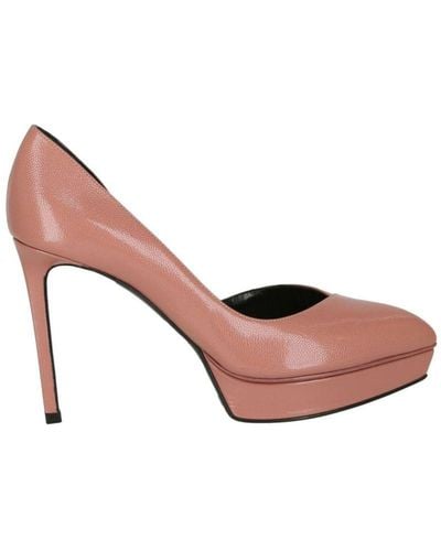 Saint Laurent Leather Platform High Heels - Pink
