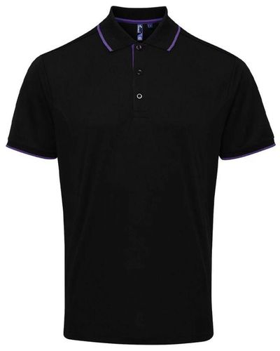 PREMIER Coolchecker Contrast Pique Polo Shirt (/) - Black
