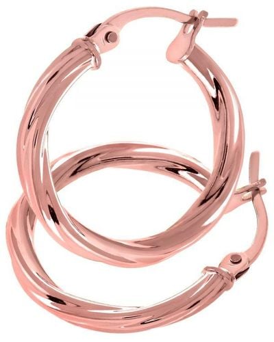 DIAMANT L'ÉTERNEL 9Ct Rose Twist Hoop Earrings - Pink