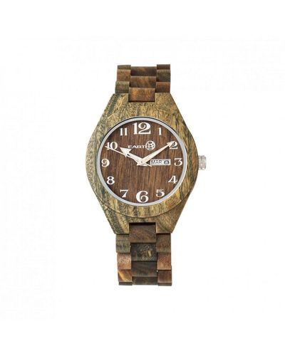 Earth Wood Sapwood Bracelet Watch W/date - Metallic