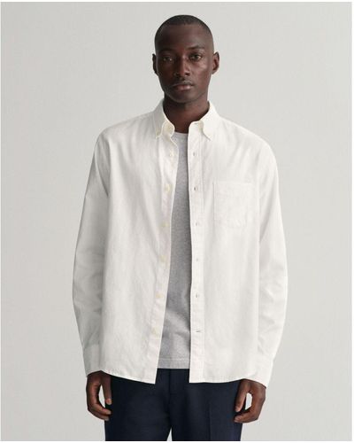 GANT Regular Fit Long Sleeve Archive Oxford Shirt - White
