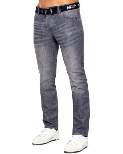 Enzo Denim Straight Fit Jeans Cotton - Blue