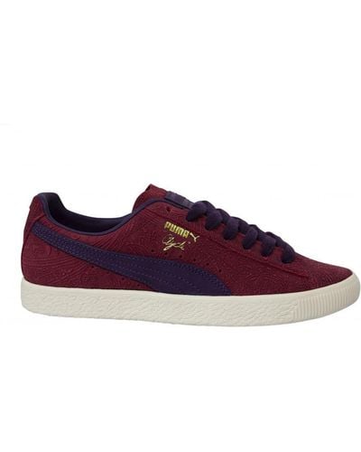 PUMA Classic Clyde Basket Paisley Leather Low Lace Up Trainers 369279 01 - Purple