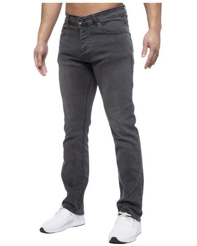 Enzo Straight Fit Stretch Denim Jeans - Grey