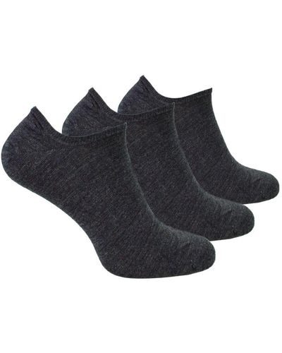 Steve Madden 3 Paar Merino Wol Onzichtbare Sokken | Ademende Lichte Sokken - Houtskool - Zwart